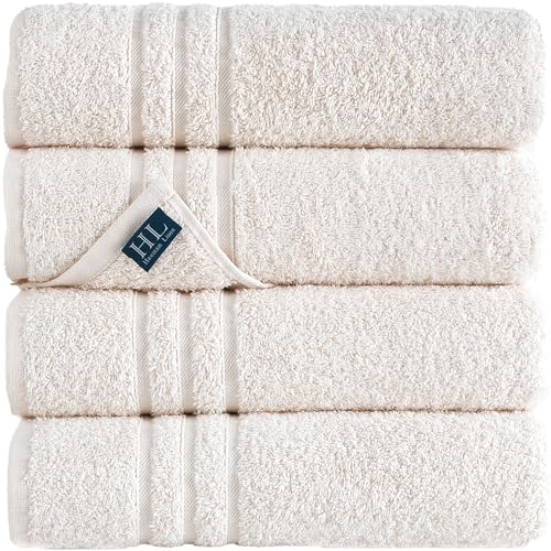 Hammam Linen Badetücher aus 100% Baumwolle, weich und saugfähig, Premium-Qualität (Meersalz, Badetücher, 4 Stück) von Hammam Linen