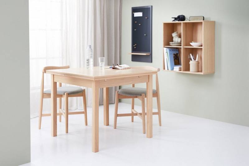 Hammel Furniture Essgruppe Findahl/Basic by Hammel Dinex/Dora, (Set, 3-tlg), mit Dinex Esstisch 90(166)x90 und 2 Dora Stühle von Hammel Furniture