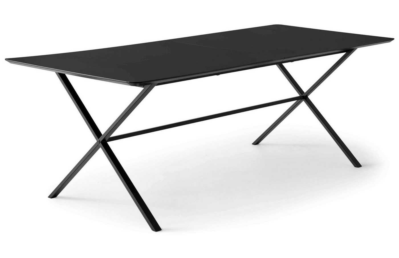 Hammel Furniture Esstisch Meza Designtisch mit Auszugsfunktion und 2 Einlegeplatten, abgerundete Tischplatte MDF, gekreuztes Metallgestell, in zwei Breiten von Hammel Furniture
