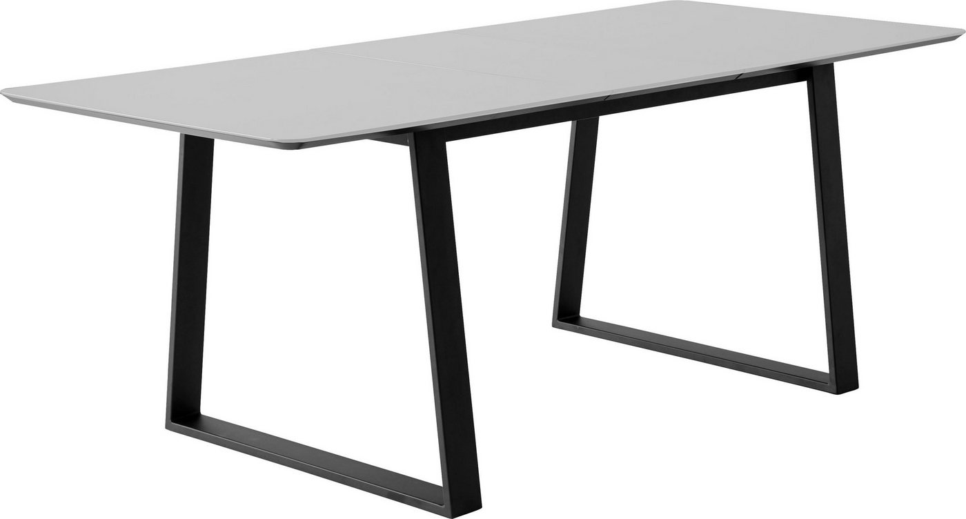 Hammel Furniture Esstisch Meza by Hammel, abgerundete Tischplatte MDF, Trapez Metallgestell, 2 Einlegeplatten von Hammel Furniture