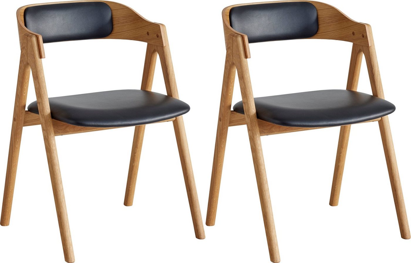 Hammel Furniture Holzstuhl Findahl by Hammel Mette (Set, 2 St), Massivholz, mit Sitz und Rückenpolster aus Leder von Hammel Furniture