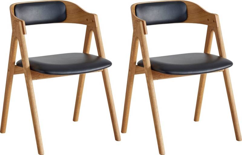 Hammel Furniture Holzstuhl Findahl by Hammel Mette (Set, 2 St), Massivholz, mit Sitz und Rückenpolster aus Leder von Hammel Furniture
