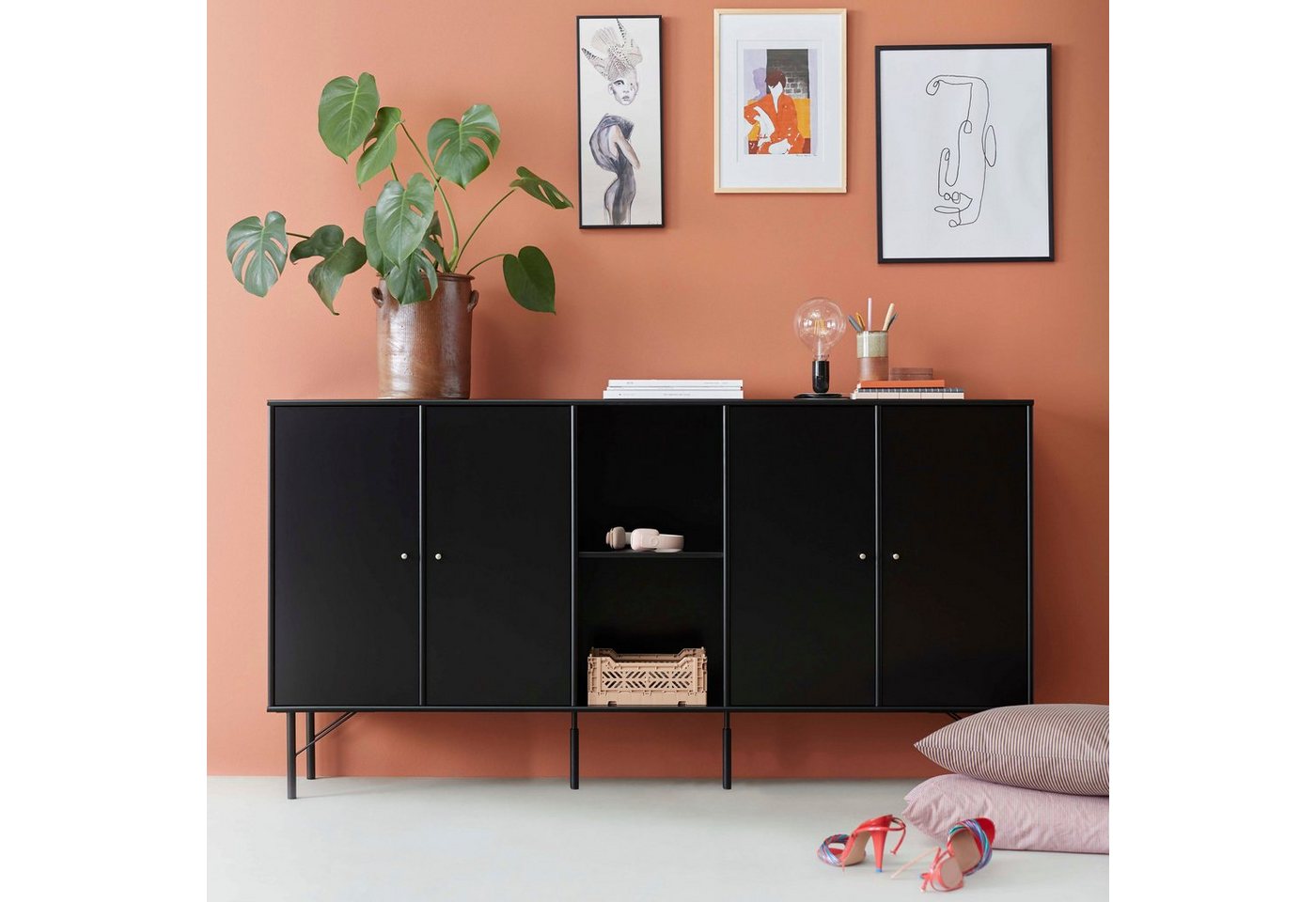 Hammel Furniture Sideboard Mistral Kubus, mit vier Türen und Metall Füße, Breite: 169,8 cm von Hammel Furniture