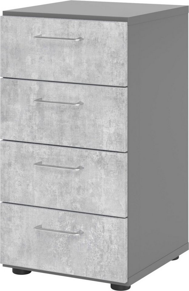 HAMMERBACHER Aktenregal Regal 2 OH 40x42x74,8cm 4 Schübe Griff BS Graphit/Beton von Hammerbacher