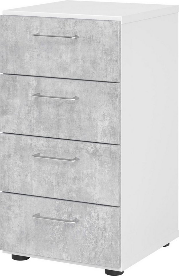 HAMMERBACHER Aktenregal Regal 2 OH 40x42x74,8cm 4 Schübe Griff BS Weiß/Beton von Hammerbacher