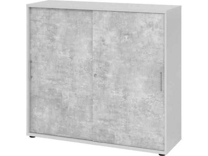 HAMMERBACHER Aktenschrank Schiebetürenschrank Serie 9 3OH BxTxH 120x40x110cm Griff BS Grau/Beton, grau von Hammerbacher