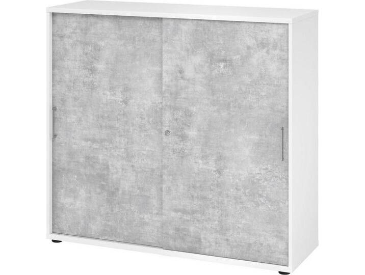 HAMMERBACHER Aktenschrank Schiebetürenschrank Serie 9 3OH BxTxH 120x40x110cm Griff BS Weiß/Beton HAMMERBACHER Aktenschrank Schiebetürenschrank Serie 9 3OH BxTxH 120x40x110cm Griff BS Weiß/Beton von Hammerbacher