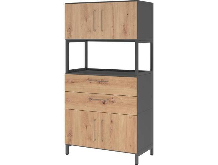 Hammerbacher, Aktenschrank, Kombischrank, 4OH, Sockel, graphit/asteiche Hammerbacher, Aktenschrank, Kombischrank, 4OH, Sockel, graphit/asteiche von Hammerbacher