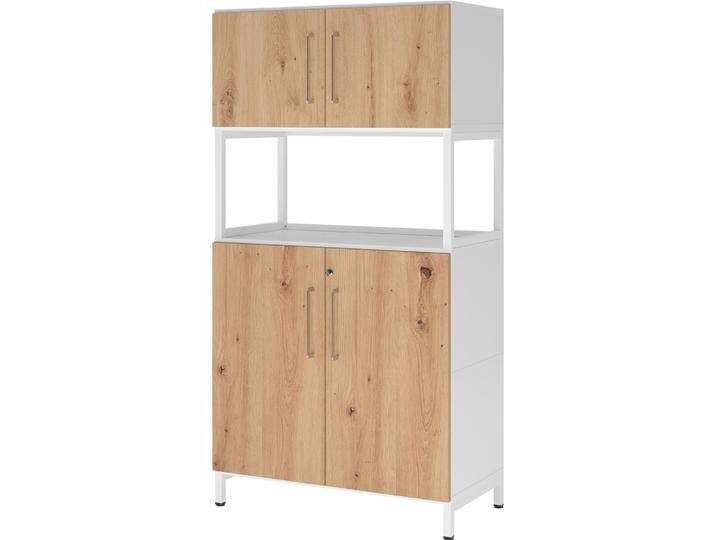Hammerbacher, Aktenschrank, Kombischrank, 4OH, Sockel, weiss/asteiche Hammerbacher, Aktenschrank, Kombischrank, 4OH, Sockel, weiss/asteiche von Hammerbacher