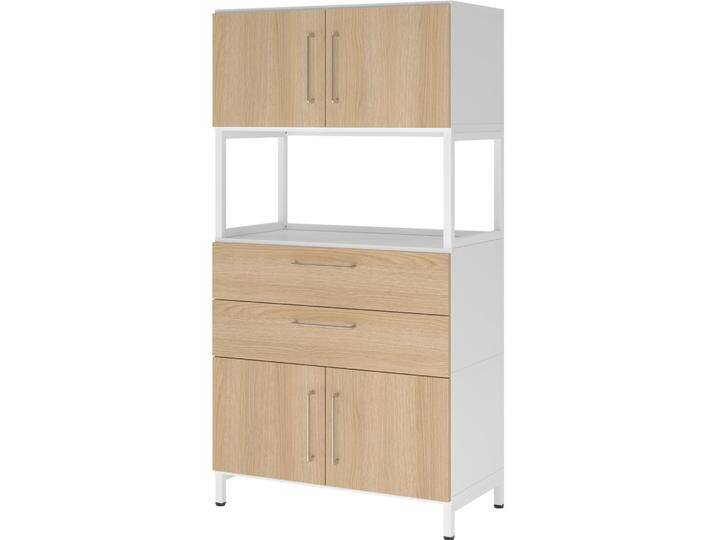 Hammerbacher, Aktenschrank, Kombischrank, 4OH, Sockel, weiss/eiche Hammerbacher, Aktenschrank, Kombischrank, 4OH, Sockel, weiss/eiche von Hammerbacher