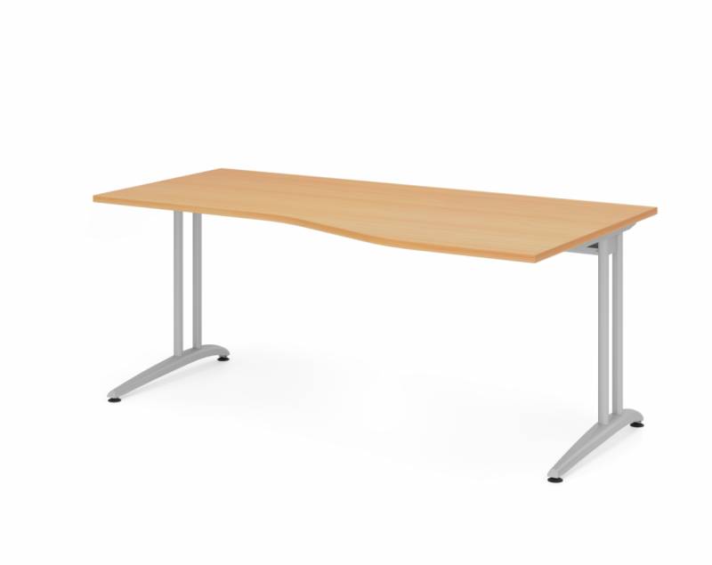 Hammerbacher B-Serie Schreibtisch  Freiform mit C-Fuß-Gestell silber. von Hammerbacher