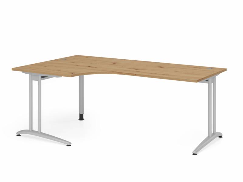 Hammerbacher B-Serie Schreibtisch Winkelform mit C-Fuß-Gestell silber. von Hammerbacher