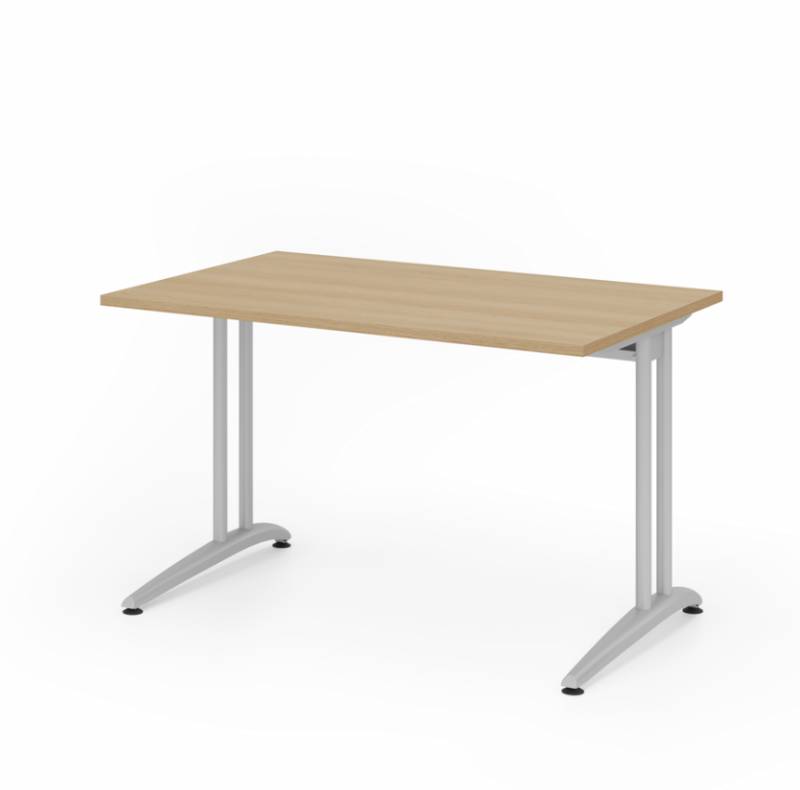 Hammerbacher B-Serie Schreibtisch mit C-Fuß-Gestell silber. von Hammerbacher
