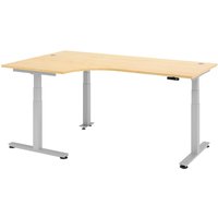 Hammerbacher Büro-Eckschreibtisch, Memory-Schalter, elektrisch höhenverstellbar, BxT 2.000 x 1.200 mm, Ahorn, silber von Hammerbacher