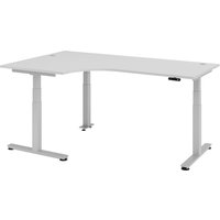 Hammerbacher Büro-Eckschreibtisch, Memory-Schalter, elektrisch höhenverstellbar, BxT 2.000 x 1.200 mm, grau, silber von Hammerbacher