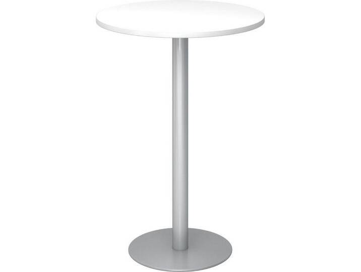 Hammerbacher HAMMERBACHER Empfangstheke Stehtisch 80cm weiß/silber, weiß von Hammerbacher