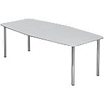 Hammerbacher Konferenztisch Silber, Weiß Chrom, Melaminharzbeschichtete Spanplatte KT22C 2.200 x 1.050 x 740 mm von Hammerbacher