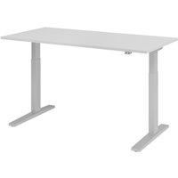 Hammerbacher Elektrisch höhenverstellbarer Schreibtisch 1-stufig, C-Fuß, BxT 1.600 x 800 mm, grau, silber von Hammerbacher