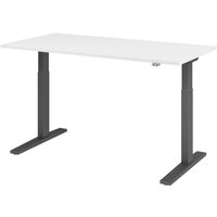 Hammerbacher Elektrisch höhenverstellbarer Schreibtisch 1-stufig, C-Fuß, BxT 1.600 x 800 mm, weiß, graphit von Hammerbacher