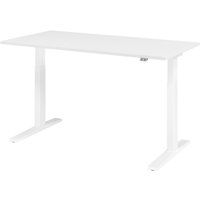 Hammerbacher Schreibtisch, C-Fuß, elektrisch höhenverstellbar 1-stufig, BxT 1.600 x 800 mm, weiß, weiß von Hammerbacher