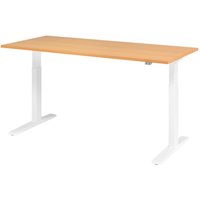 Hammerbacher Elektrisch höhenverstellbarer Schreibtisch 1-stufig, C-Fuß, BxT 1.800 x 800 mm, Buche, weiß von Hammerbacher