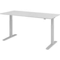 Hammerbacher Elektrisch höhenverstellbarer Schreibtisch 1-stufig, C-Fuß, BxT 1.800 x 800 mm, grau, silber von Hammerbacher