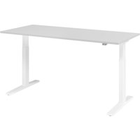 Hammerbacher Elektrisch höhenverstellbarer Schreibtisch 1-stufig, C-Fuß, BxT 1.800 x 800 mm, grau, weiß von Hammerbacher