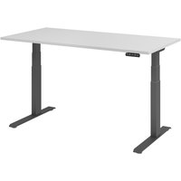 Hammerbacher Elektrisch höhenverstellbarer Schreibtisch 2-stufig, Memory-Schalter, C-Fuß, BxT 1.600 x 800 mm, grau, graphit von Hammerbacher