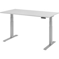 Hammerbacher Elektrisch höhenverstellbarer Schreibtisch 2-stufig, Memory-Schalter, C-Fuß, BxT 1.600 x 800 mm, grau, silber von Hammerbacher
