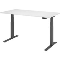 Hammerbacher Elektrisch höhenverstellbarer Schreibtisch 2-stufig, Memory-Schalter, C-Fuß, BxT 1.600 x 800 mm, weiß, graphit von Hammerbacher
