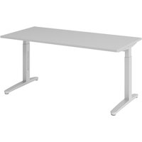 Hammerbacher Manuell höhenverstellbarer Schreibtisch, C-Fuß, BxT 1.600 x 800 mm, grau von Hammerbacher