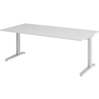 Hammerbacher Manuell höhenverstellbarer Schreibtisch, C-Fuß, BxT 2.000 x 1.000 mm, grau von Hammerbacher