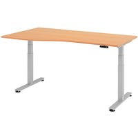 Hammerbacher Elektrisch höhenverstellbarer Schreibtisch, Memory-Schalter, T-Fuß, Freiform, BxT 1.800 x 1.000, 800 mm, Buche von Hammerbacher