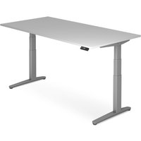 Hammerbacher Elektrisch höhenverstellbarer Schreibtisch, mit Memoryschalter, C-Fuß, BxT 1.600 x 800 mm, grau von Hammerbacher