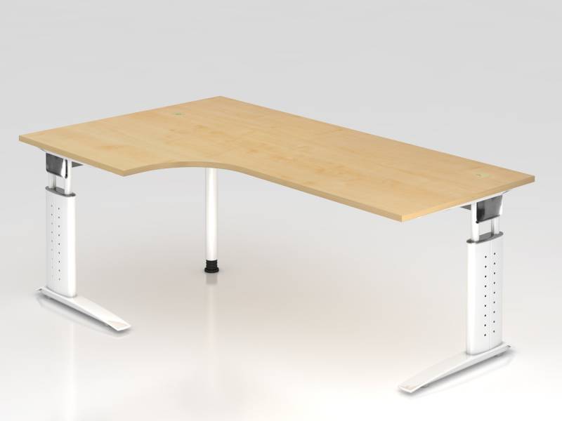 Hammerbacher U-Serie höhenverstellbarer Schreibtisch Winkelform mit C-Fuß Gestell. von Hammerbacher