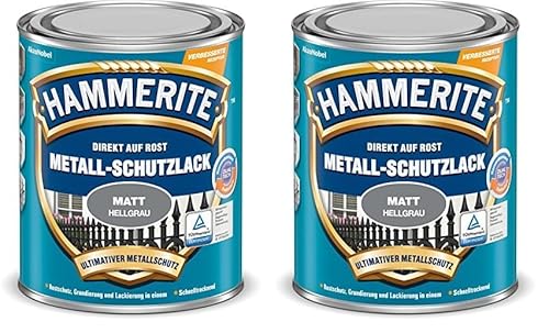 AKZO NOBEL (DIY HAMMERITE) Metall-Schutzlack matt grau0,750 L, 5134936, 0.75 Liter (Packung mit 2) von Hammerite