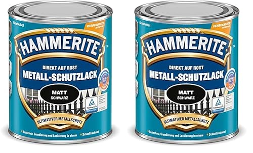 Hammerite AkzoNobel (DIY Metall-Schutzlack Matt Schwarz 0,250 L, 5134931, 250 ml (2er Pack) von Hammerite