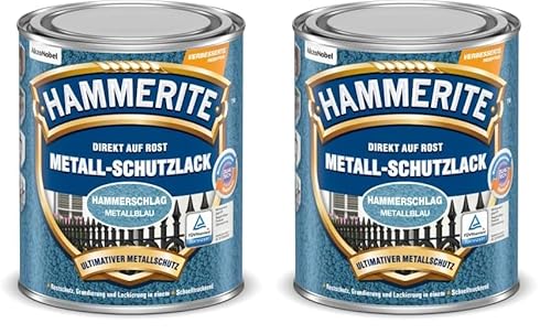 Hammerite MSL HAMMERSCHLAG METALLBLAU Metallschutzlack 750 ml (2er Pack) von Hammerite