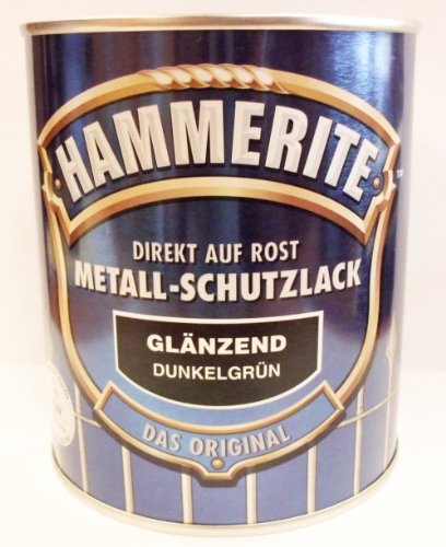 Hammerite Metall-Schutzlack, 750 ml, Dunkelgrün Glänzend, Rostschutz und Lackierung in einem von HAMMERITE