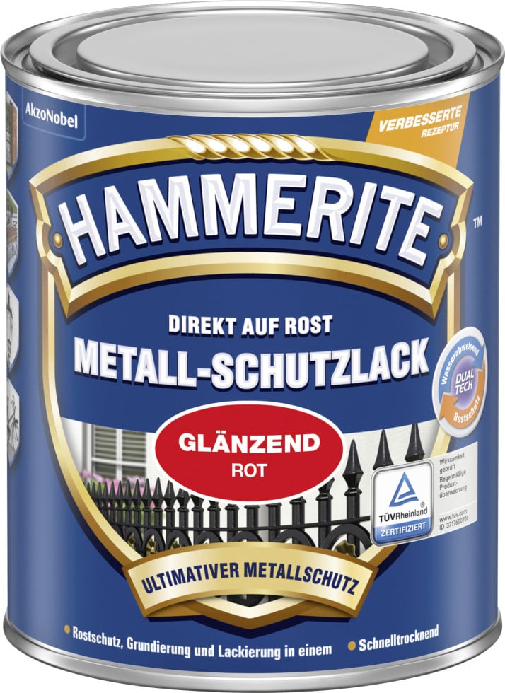Hammerite Metall-Schutzlack 750 ml rot glänzend Hammerite Metall-Schutzlack 750 ml rot glänzend von Hammerite
