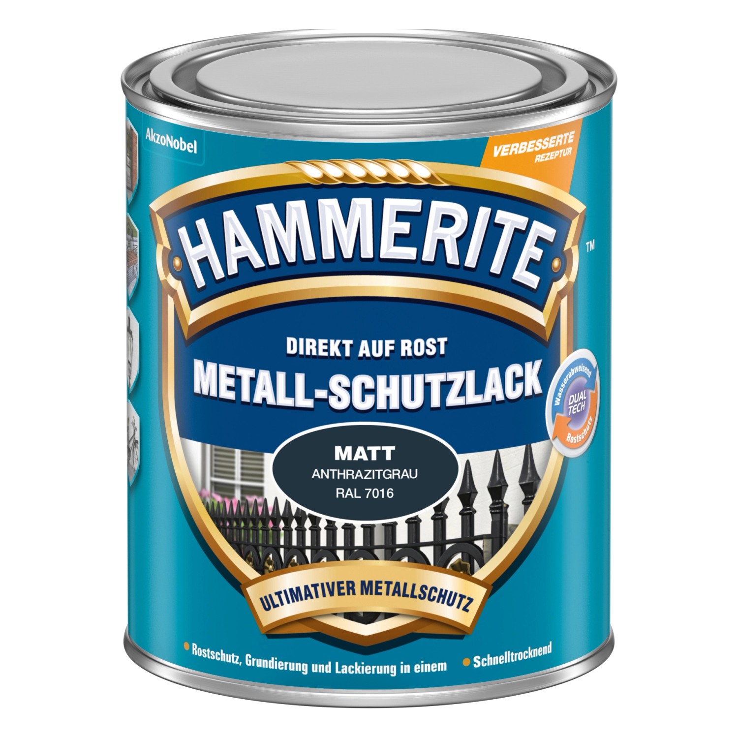 Hammerite Metall-Schutzlack Anthrazit matt 250 ml von Hammerite