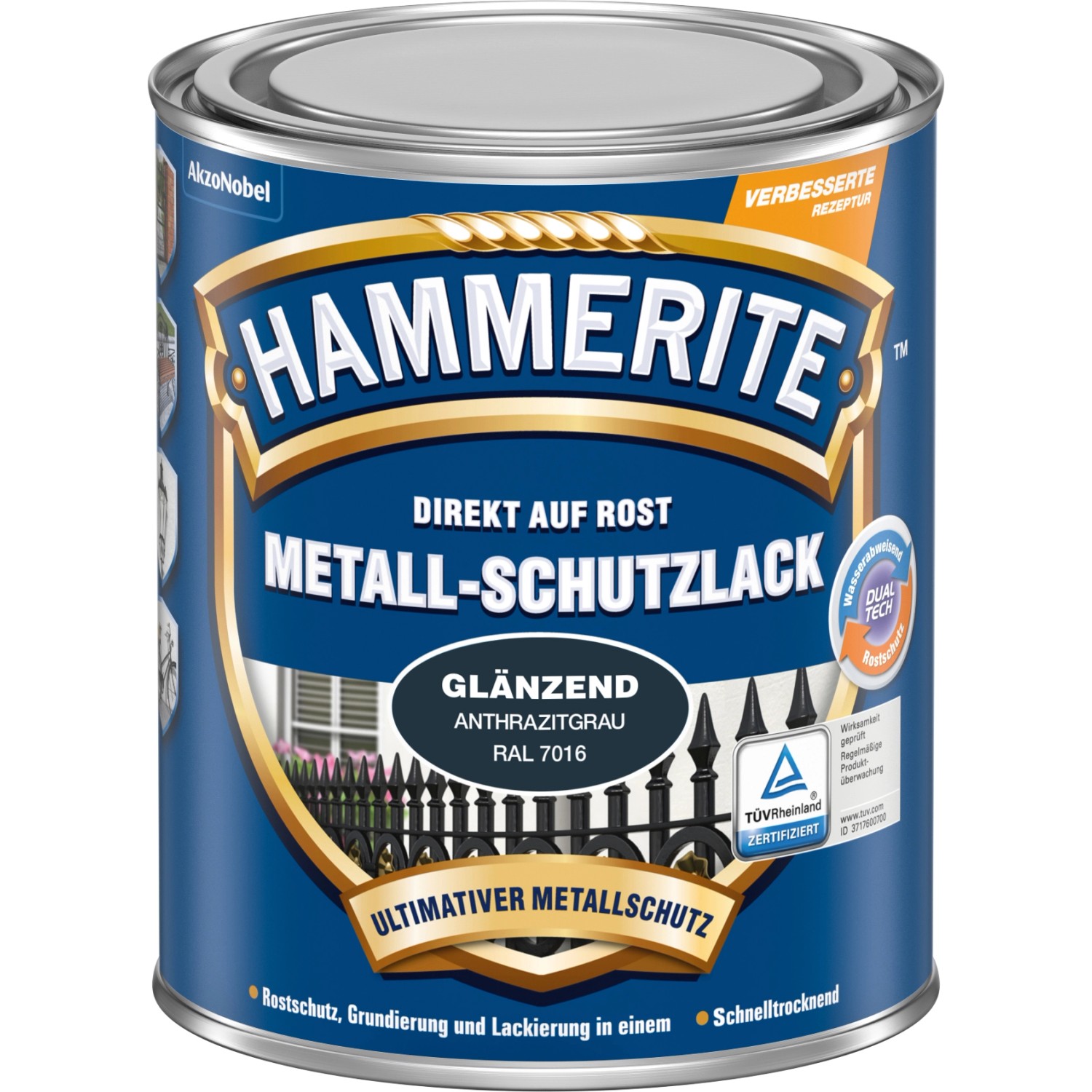 Hammerite Metall-Schutzlack Anthrazitgrau Glänzend 750 ml von Hammerite