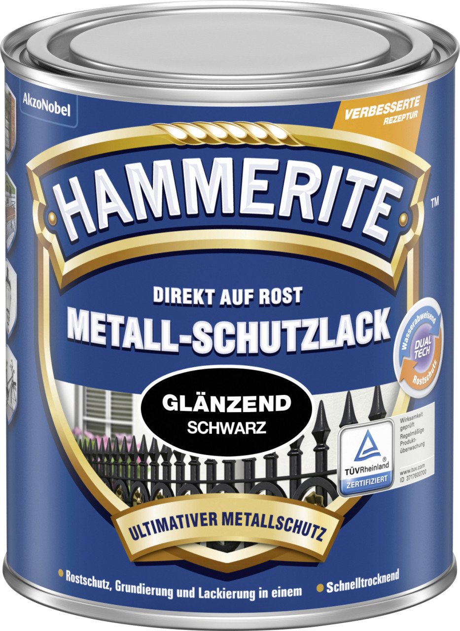 Hammerite Metall-Schutzlack Hammerschlag 250 ml schwarz glänzend Hammerite Metall-Schutzlack Hammerschlag 250 ml schwarz glänzend von Hammerite