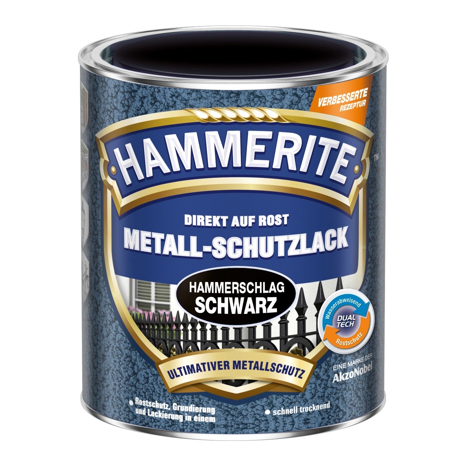 Hammerite Metall-Schutzlack Schwarz Hammerschlag 250 ml von Hammerite