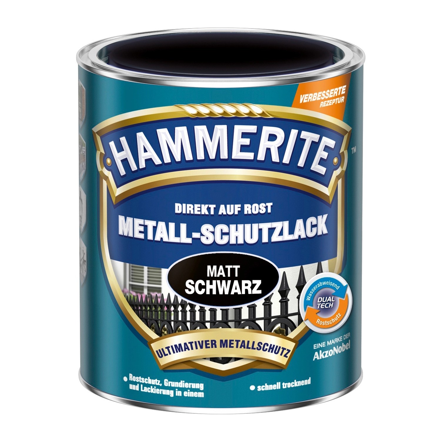 Hammerite Metall-Schutzlack Schwarz matt 250 ml von Hammerite