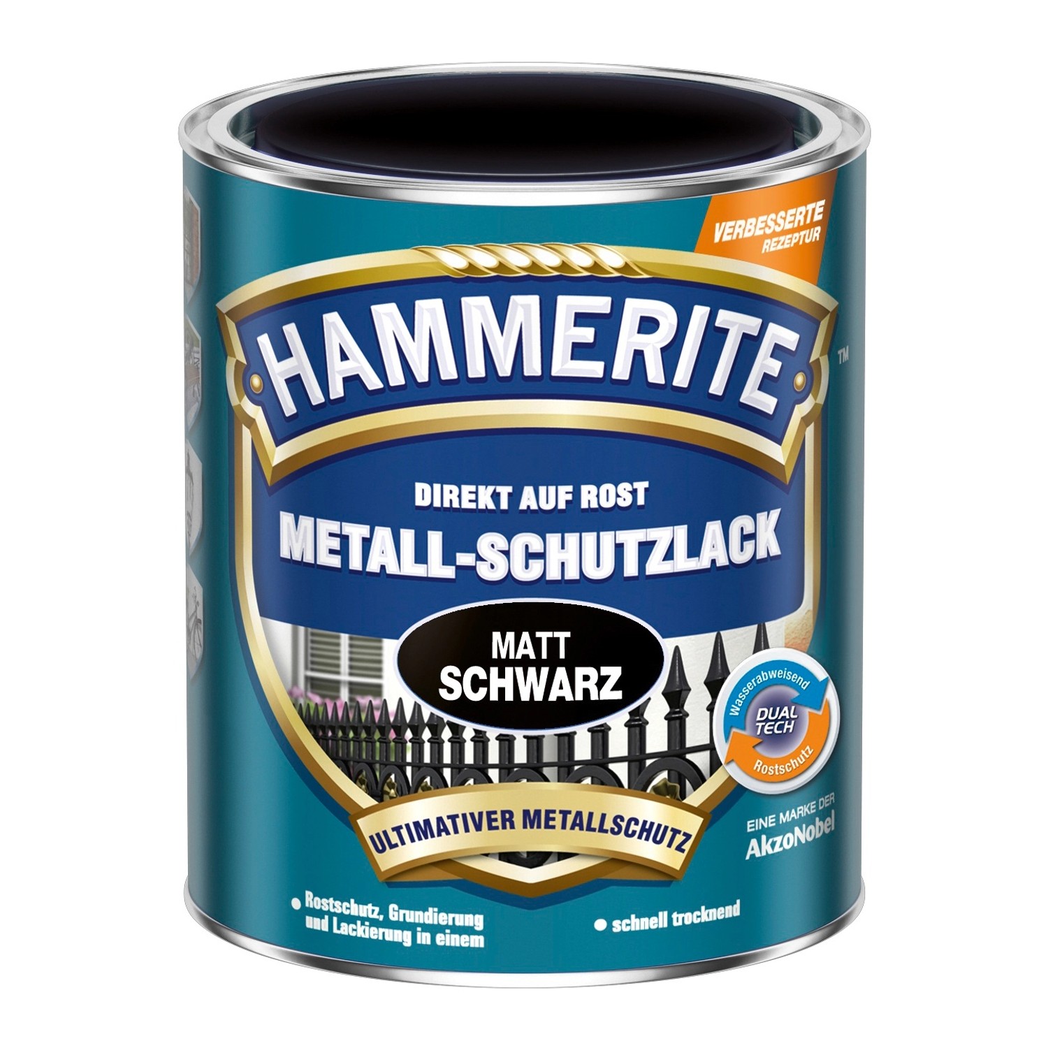 Hammerite Metall-Schutzlack Schwarz matt 750 ml von Hammerite