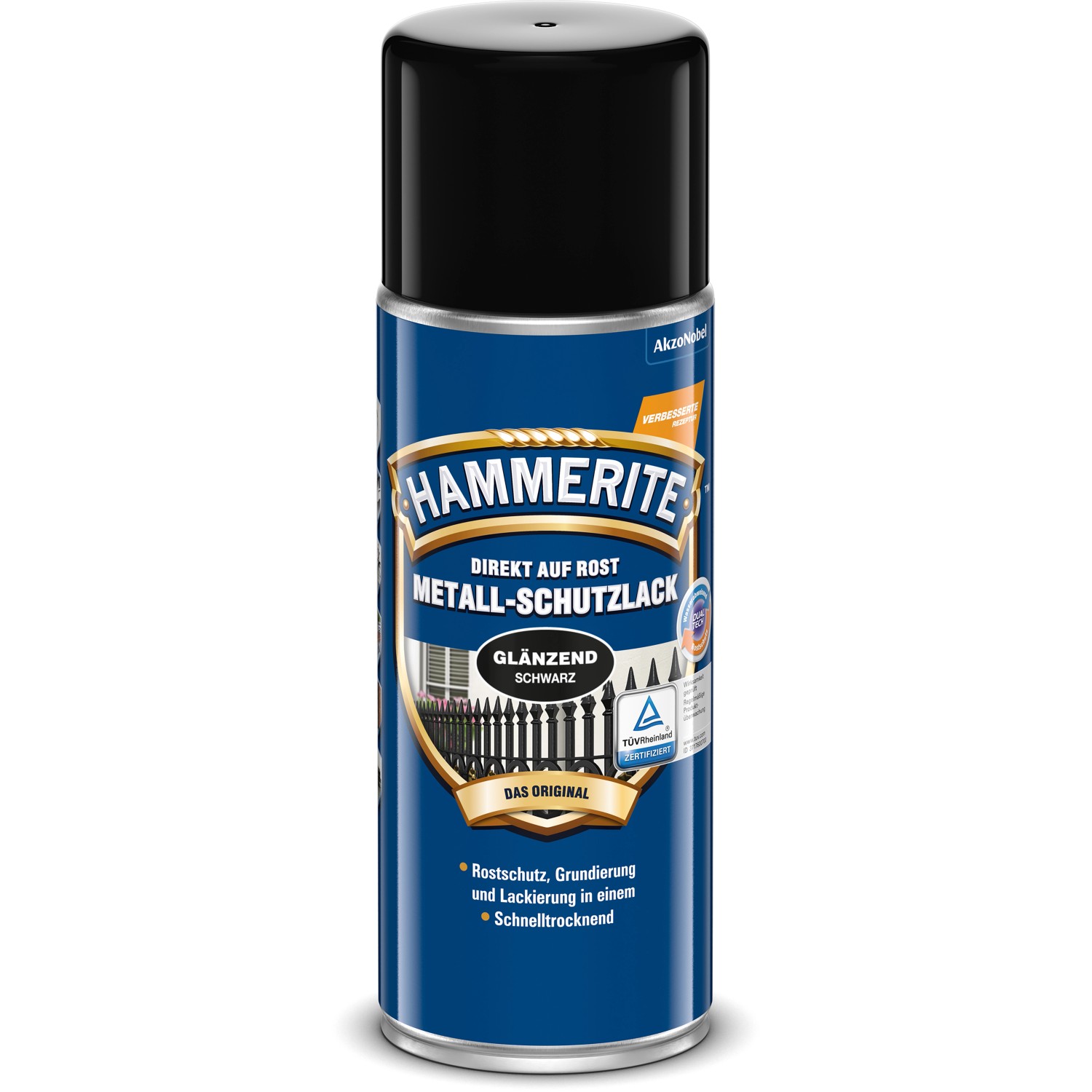 Hammerite Metall-Schutzlack-Spray Schwarz Glänzend 400 ml von Hammerite