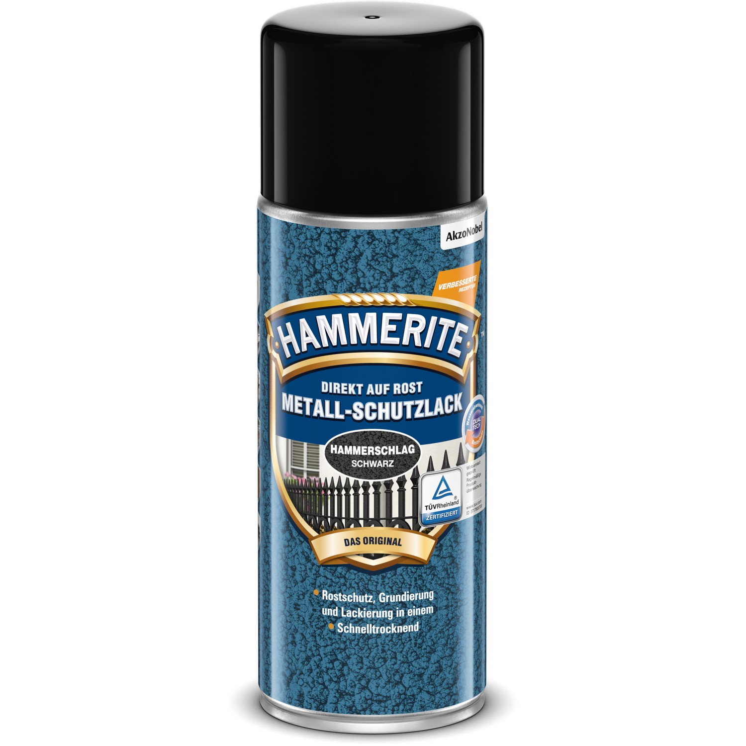 Hammerite Metall-Schutzlack-Spray Schwarz Hammerschlag 400 ml von Hammerite