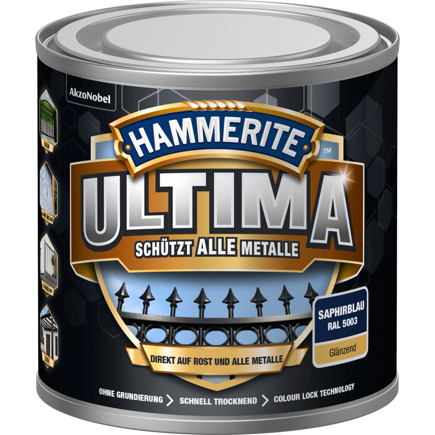 Hammerite Ultima Premium Metall-Schutzlack glänzend Saphirblau 250 ml von Hammerite
