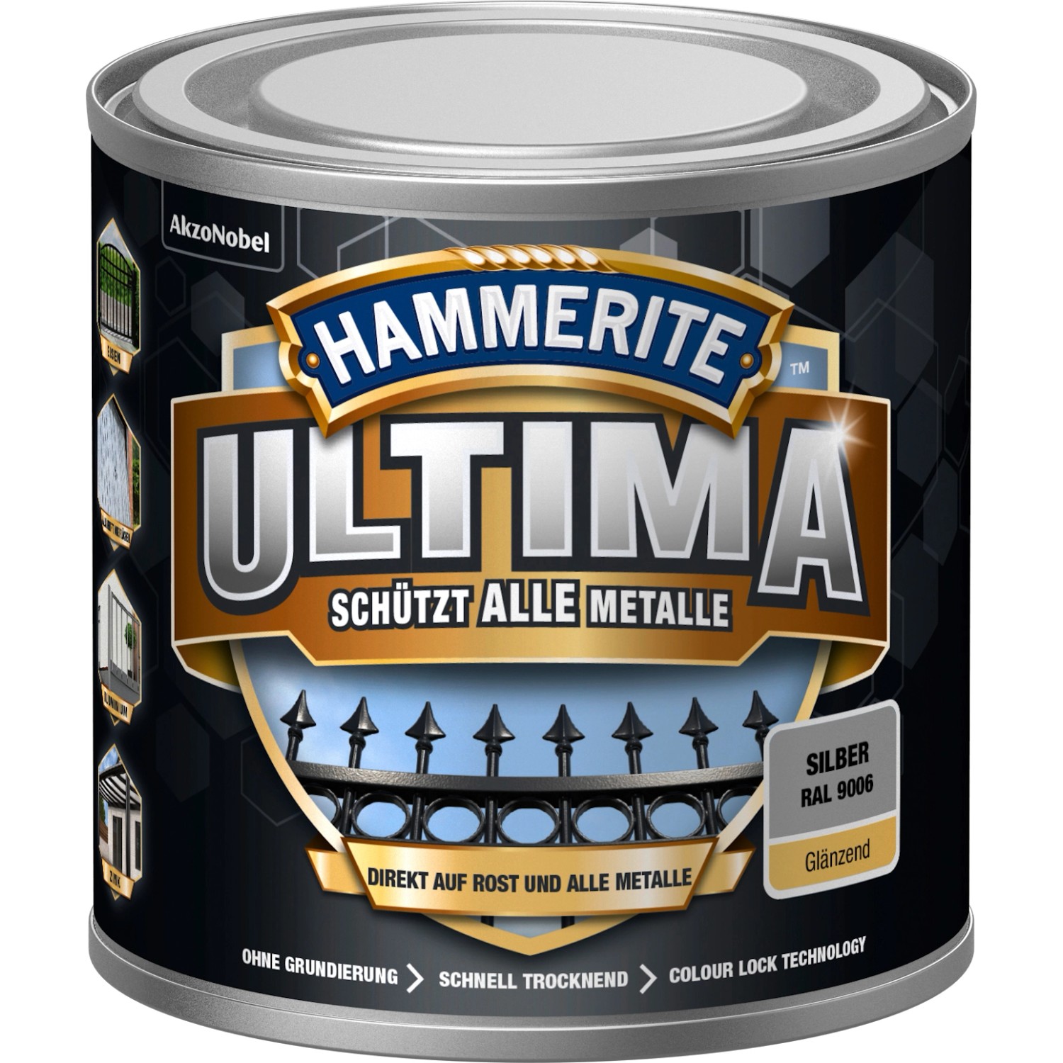 Hammerite Ultima Premium Metall-Schutzlack glänzend Silber 250 ml von Hammerite